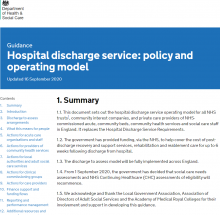 Hospital discharge service: policy and operating model [Updated 16th September 2020]